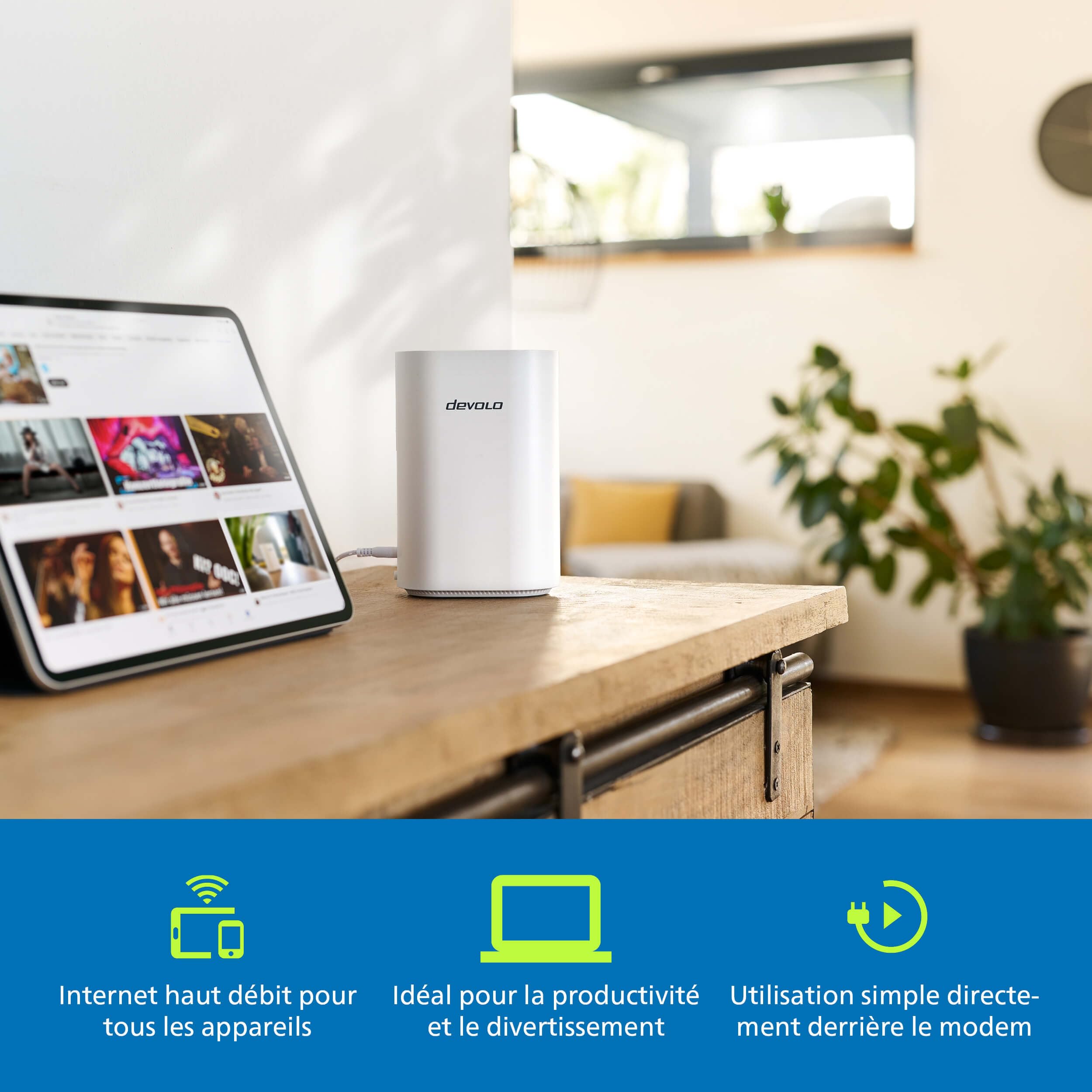 devolo WiFi 7 BE6500 Router, Le routeur Wi‑FI pour la Fibre et Les connexions câble, Jusqu’à 6.500 Mbit/s, connectivité LAN 2,5 Gbit/s, Blanc