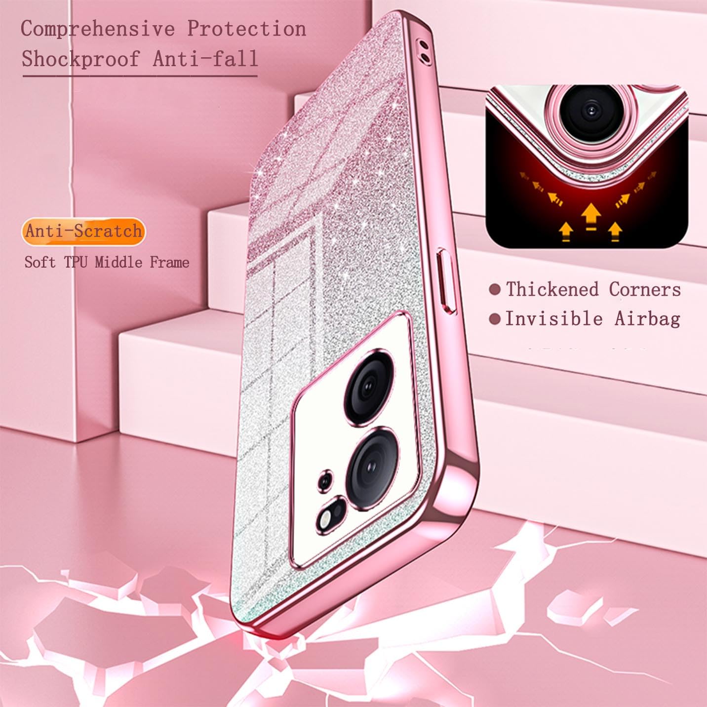 BORYA Handyhülle Für Xiaomi 13T / 13T Pro – Ultra Dünn, Stoßfest, Mit Glamourösem Glitzer-Gradient-Design