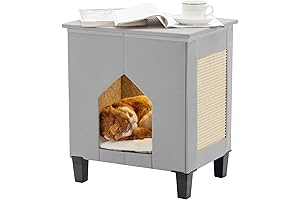 Stylish Cat Bedside Table with Built-in Condo and Scratch Pad
