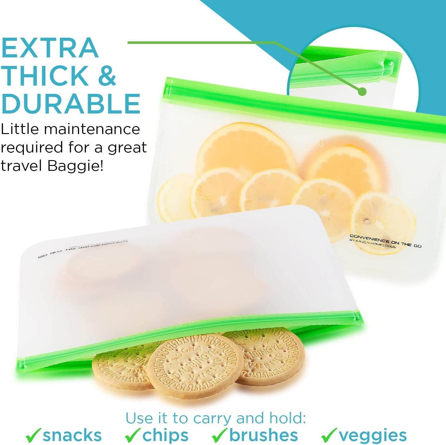 Reusable Storage Bags (8 Pack) Silicone and Plastic Free Ziplock for Food, Lunch Sandwich | Small Kids Snack Size, Travel Baggies and More | Bag with Zipper and seal Lock Top Freezer Safe