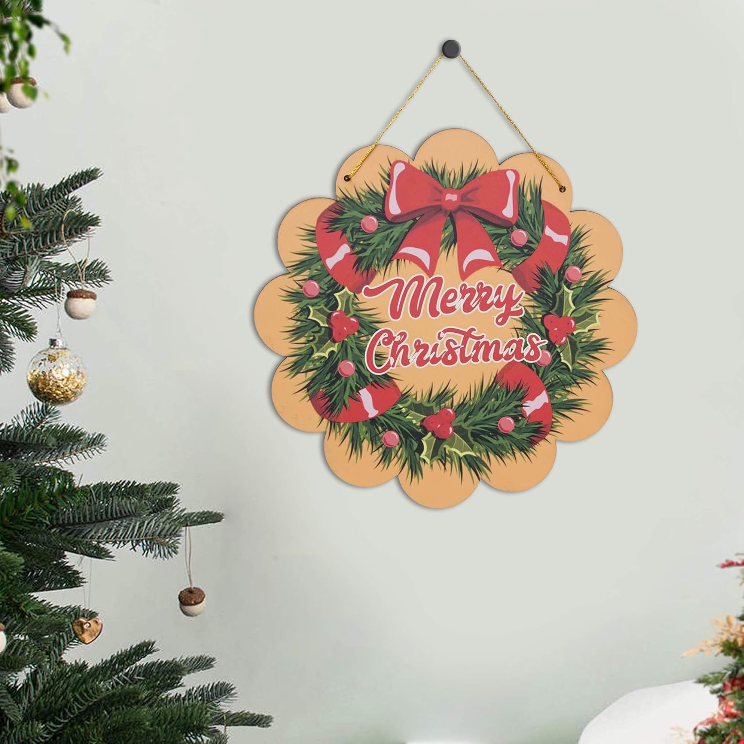Couronne de Noël murale sacrée 30,5 cm pour embellir votre salon et accueillir vos invités
