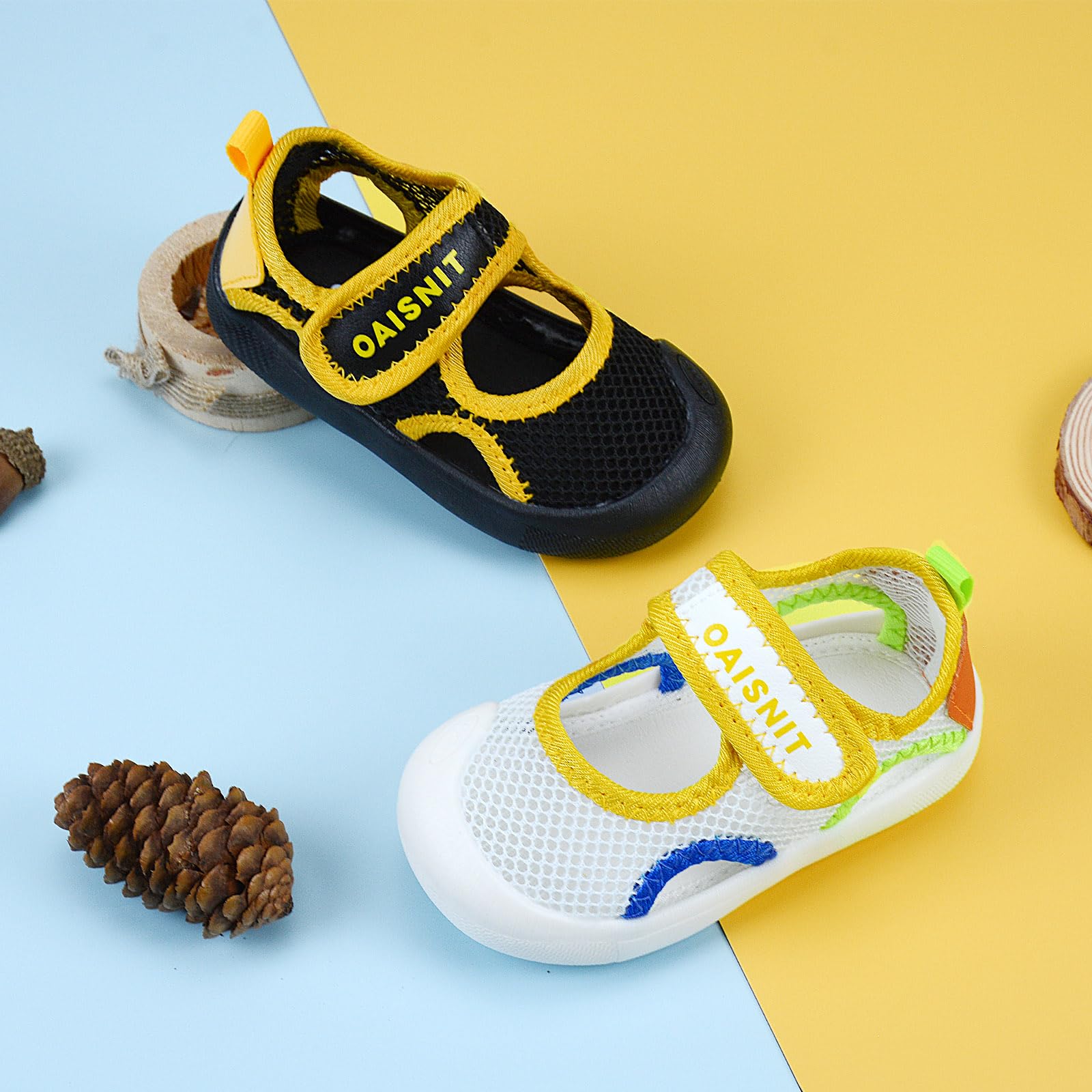 OAISNIT Baby Girls Boys Sandals Summer Sneakers Non-Slip Lightweight Beach Water Shoes Toddler First Walkers(6-12 Months, 3-YWhite)