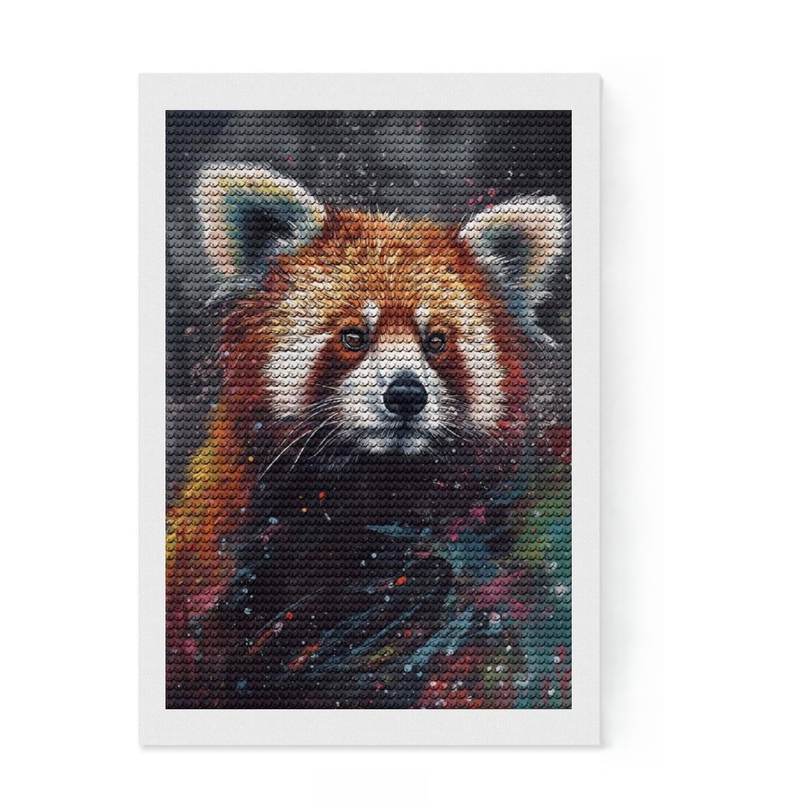 Junmoney Red Panda Painting Diamond Art Kit 8"x12", for Creative Relaxation, Easy to Enjoy, Living Room Decor, Gift Idea, Simple to Start