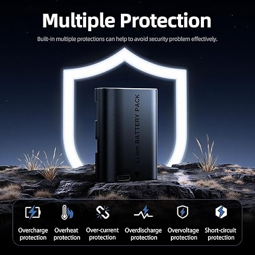 Miniatura 8 de llano Paquete de 2 baterías LP-E6NH de 2400 mAh con carga rápida USB-C para Canon R5R6R7 Mark II, 5D6D7D Mark IIIIIIV, 60D70D80D90D, totalmente