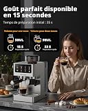 AIRMSEN Espresso Coffee Maker with Conical Grinder and Milk Steamer – 20 Bars, Programmable, Color Touch Screen, Cold Brew and American Compatible, Stainless Steel, 1.8L Tank - 5