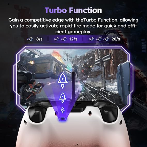 NBCP Wired Controller for PlayStation 5, PS5, PC, PS4, USB Gamepad Joystick for Windows 7/8/10, Laptop, Steam - Dual Vibration, Turbo Function, Hall Effect Trigger, 6 Axis Gyro Sensor, 3.5mm Audio