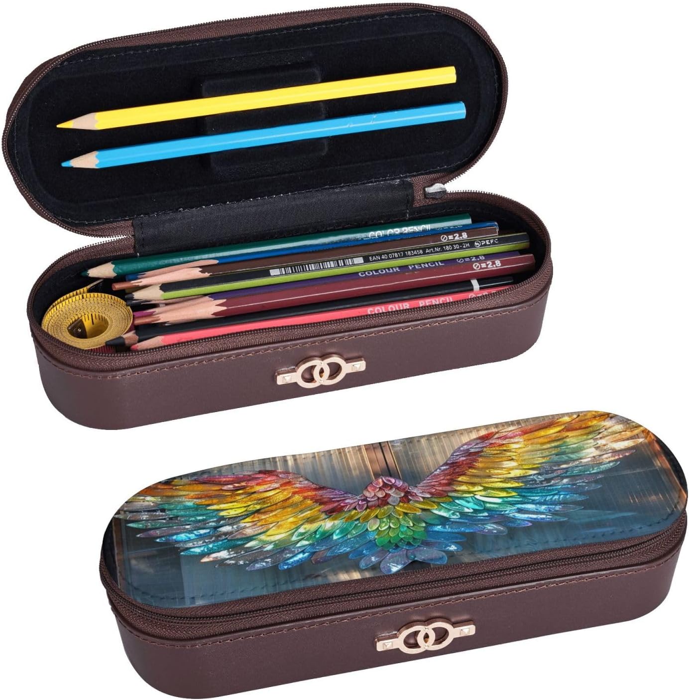 A pair of colorful Leather Multi Slot Pen Storage Case image 2