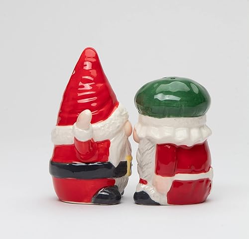 Miniatura 3 de Juego de salero y pimentero para parejas de Papá Noel, diseño de gnomos de Navidad de cerámica fina