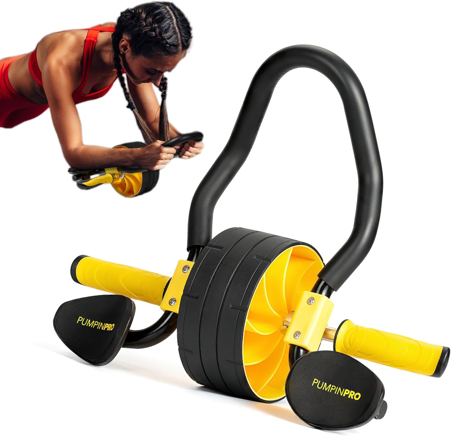PumpinPro Ab Roller Wheel, Ab Workout Equipment for Abdominal & Core Strength Training, Ab Wheel Roller for Core Workout, Home Gym, Ab Machine: 12-in-1 Workout Device, The only Ab Roller with Detachable Elbow Support for Optimal Performance. Home Workout