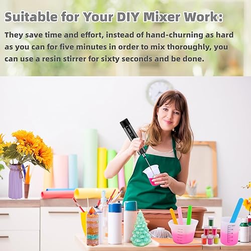 Miniatura 5 de Mezclador recargable de resina epoxi, mezclador eléctrico de mano USB para mezclar epoxi sin burbujas, agitador de resina para vasos, epoxi, moldes