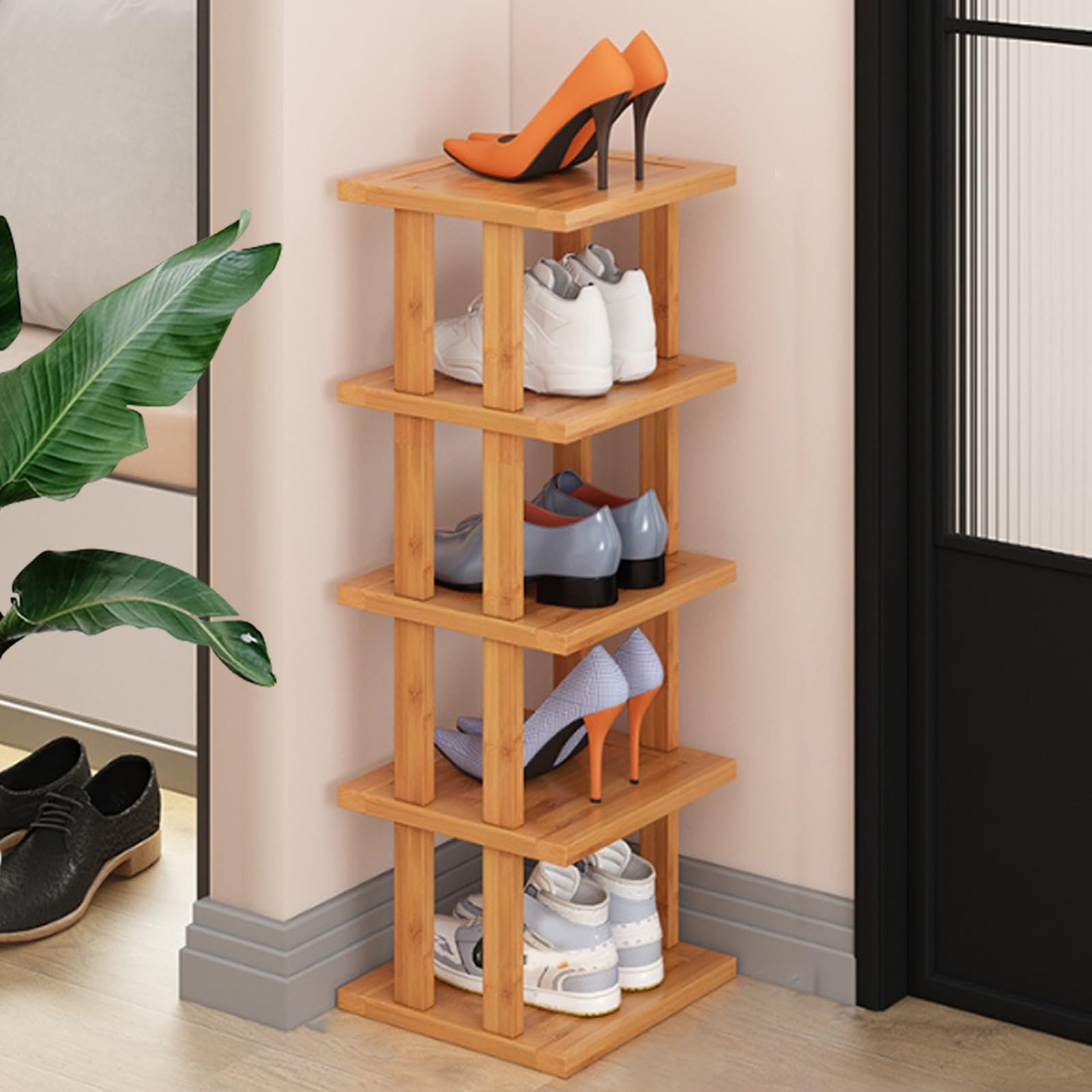 Scarpiera Fai Da Te 14 Ripiani Impilabile, Modulare E Stretto, In Plastica Resistente, Salvaspazio Per Armadio E Ingresso, Dscabomlg - 5