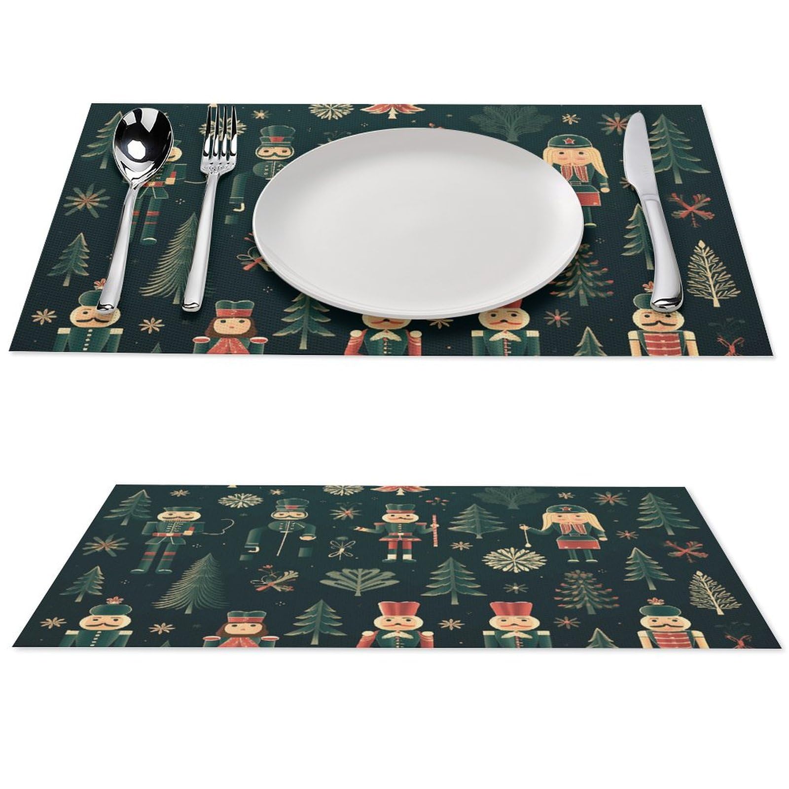 Sets de table en PVC lavables haute qualité design vert forêt pour salle à manger