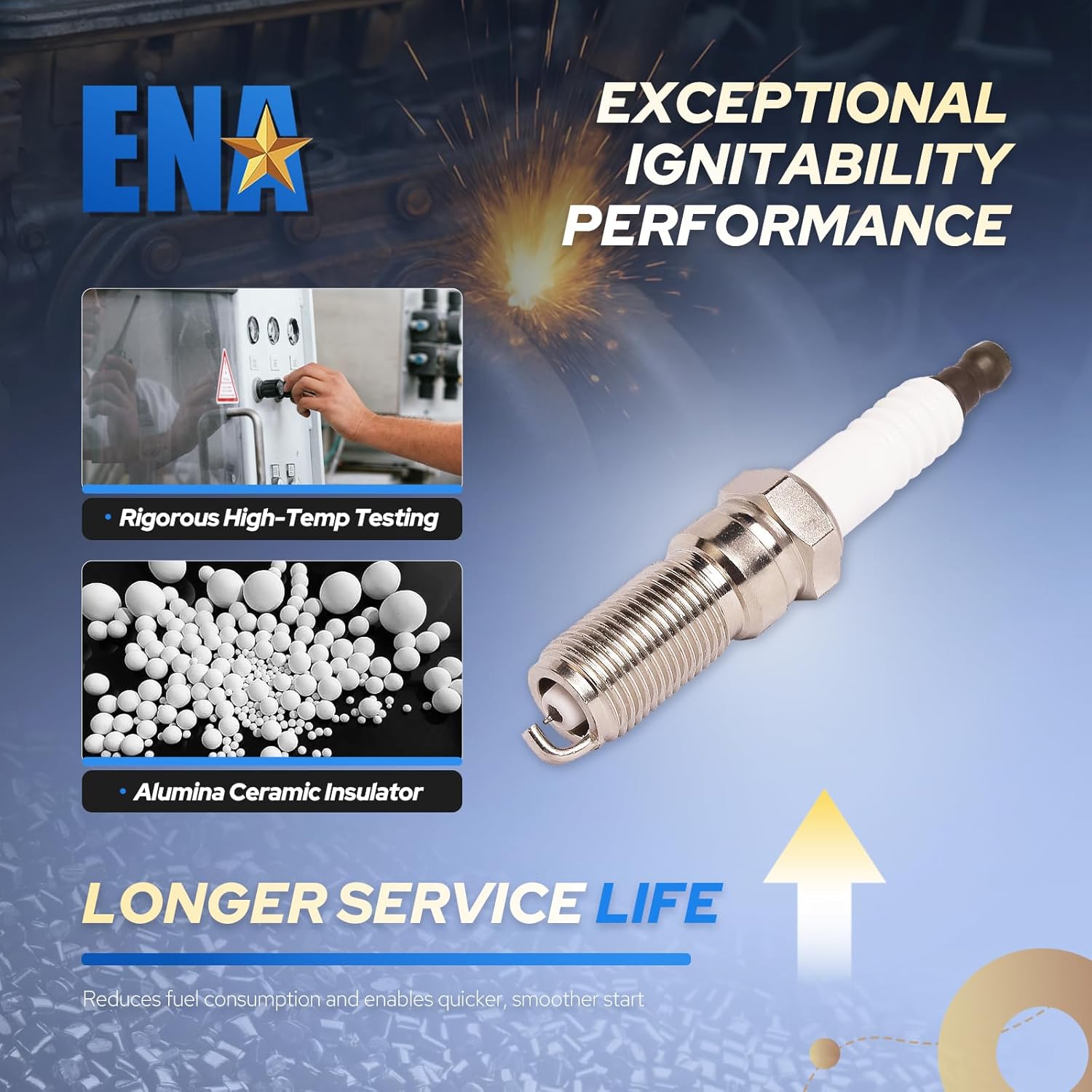 ENA Platinum Spark Plug for SP519 SP548 CYFS12F1X Compatible with Ford F-150 Mustang Cadillac ATS Chevrolet Colorado Impala Malibu GMC Canyon 2011-2017 2.5L 5.0L 5.2L Set of 8