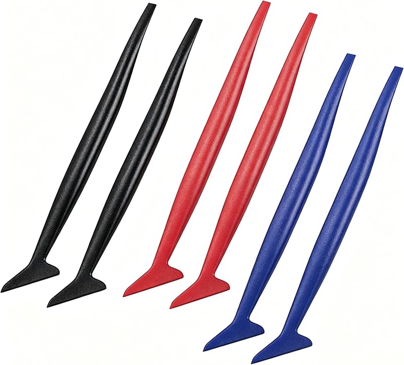 Juego de microescurridor para automóvil de 6 piezas, herramienta de tinte con ranura curva 3 en 1, aplicador de envoltura de vinilo para automóvil, microescurridor flexible para envoltura de vehículos con diferente dureza, accesorios para automóvil