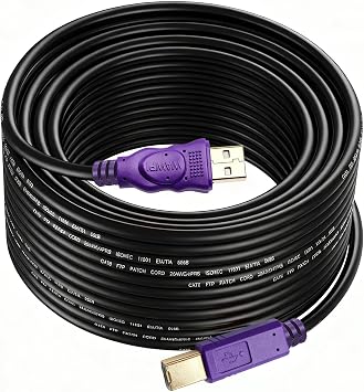 Printer Cable 20 feet, USB 2.0 Cable A-Male to B-Male for Printer/Scanner 20 ft