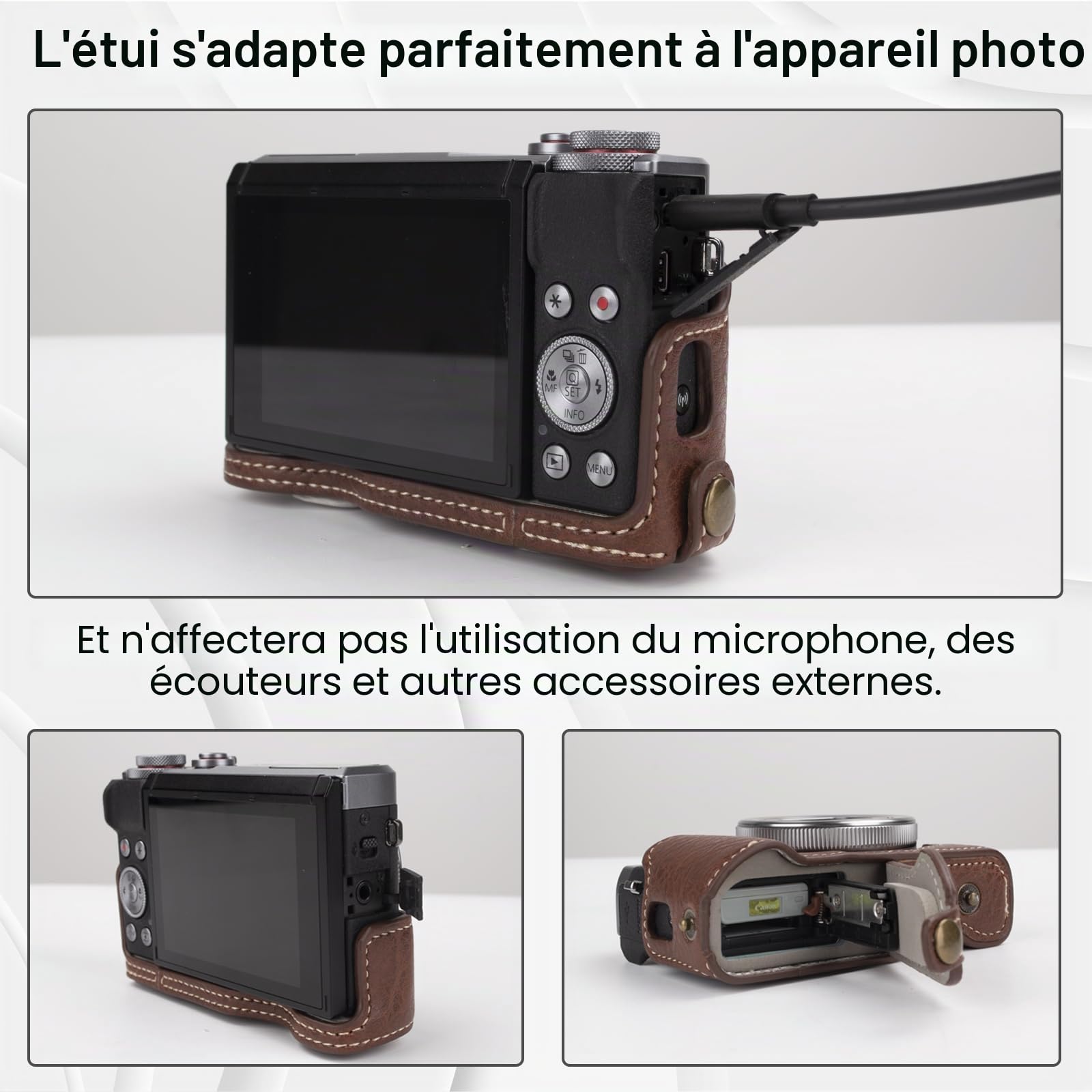 Rieibi G7 X G7X II G7X III Étui Vintage en Cuir pour Appareil Photo Reflex numérique Canon PowerShot G7X G7X Mark II G7X Mark III Étui de Protection avec Sangle