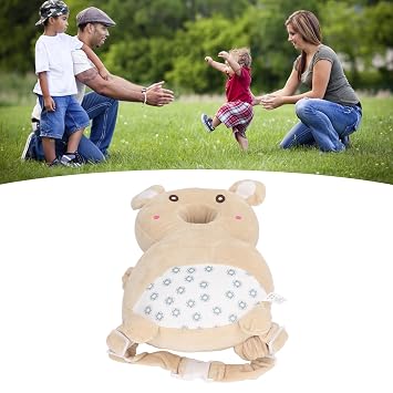 Baby Head Protector Backpack, Cartoon Animal Head Cushion Pad Soft Breathable Adjustable with Strap Toddler Infant Head Protector Backpack Wear for Walking Crawling