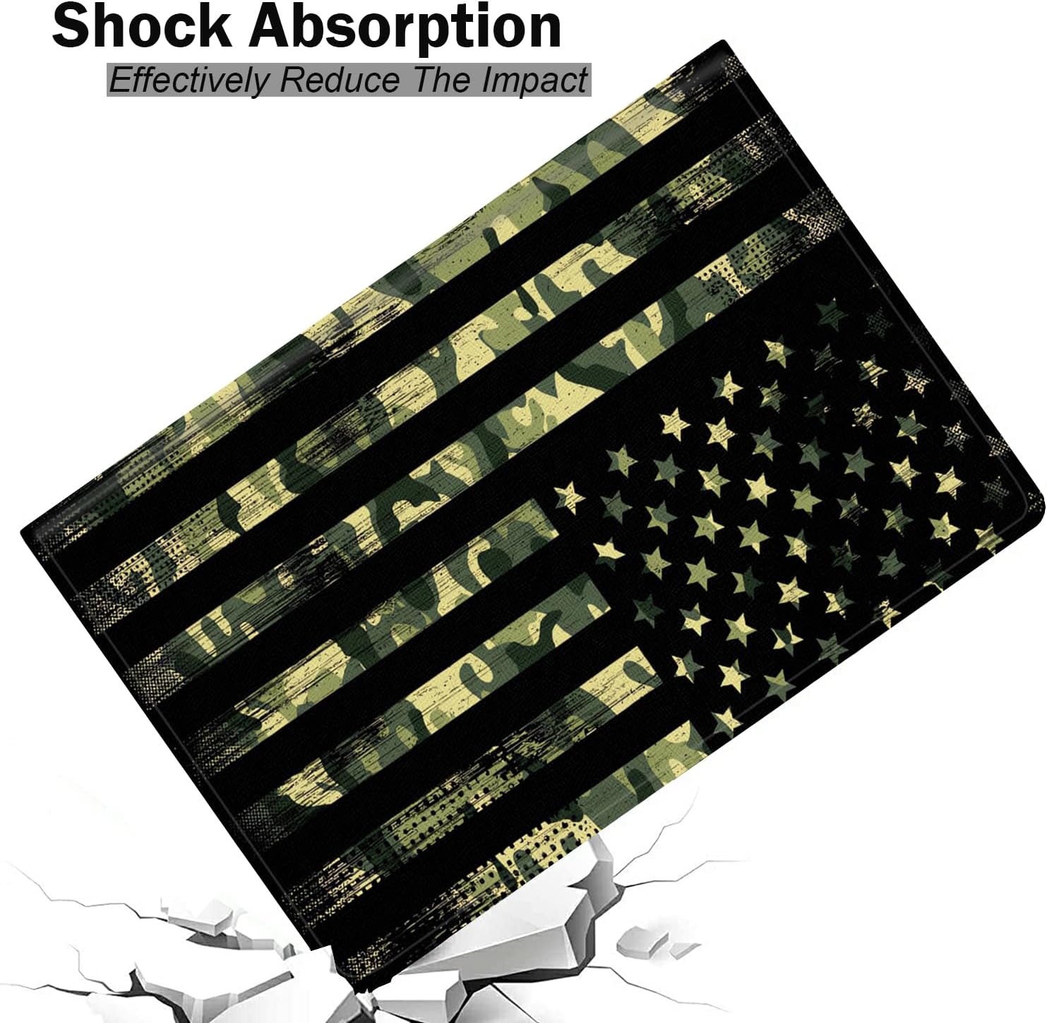 Compatible with Apple iPad Air 13 Inch Case (M3 2025 /M2 2024)/12.9 Inch Case 6th/5th/4th/3rd 2022/2021/2020/2018 Slim Folio Protective Cover with Kickstand,Camouflage American Flag Camo
