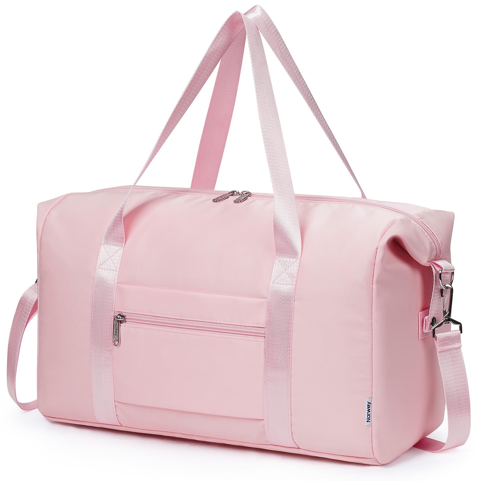 Narwey Travel Duffle Bags for Women, Weekender Sports Gym Tote Bags for Women, Personal Item Travel Bag Airplane, Overnight Hospital Shoulder Bag, Carry on Luggage with Trolley Sleeve (Pink) - 2