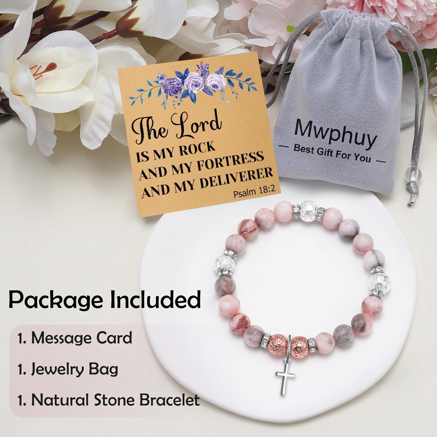 Mwphuy Bible Verse Gifts for Women Christian Bracelet Faith Jewelry Inspirational Religious Gifts for Women Friends Mom Daughter Sister Beaded Bracelet Faith Confirmation Baptism Gift for Grandma Her - Image 7