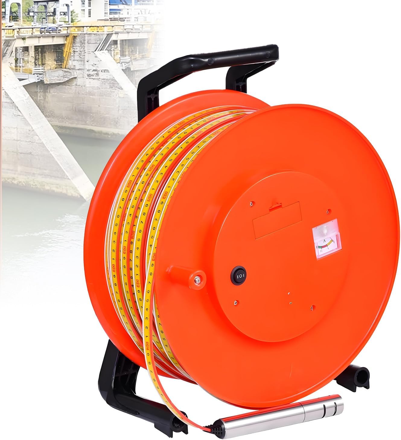 Stainless Steel Water Level Meter with 164ft Cable Reel, Accurate Groundwater/Well Depth Detector, Essential Liquid Level Measuring Tool for Home & Industrial Use