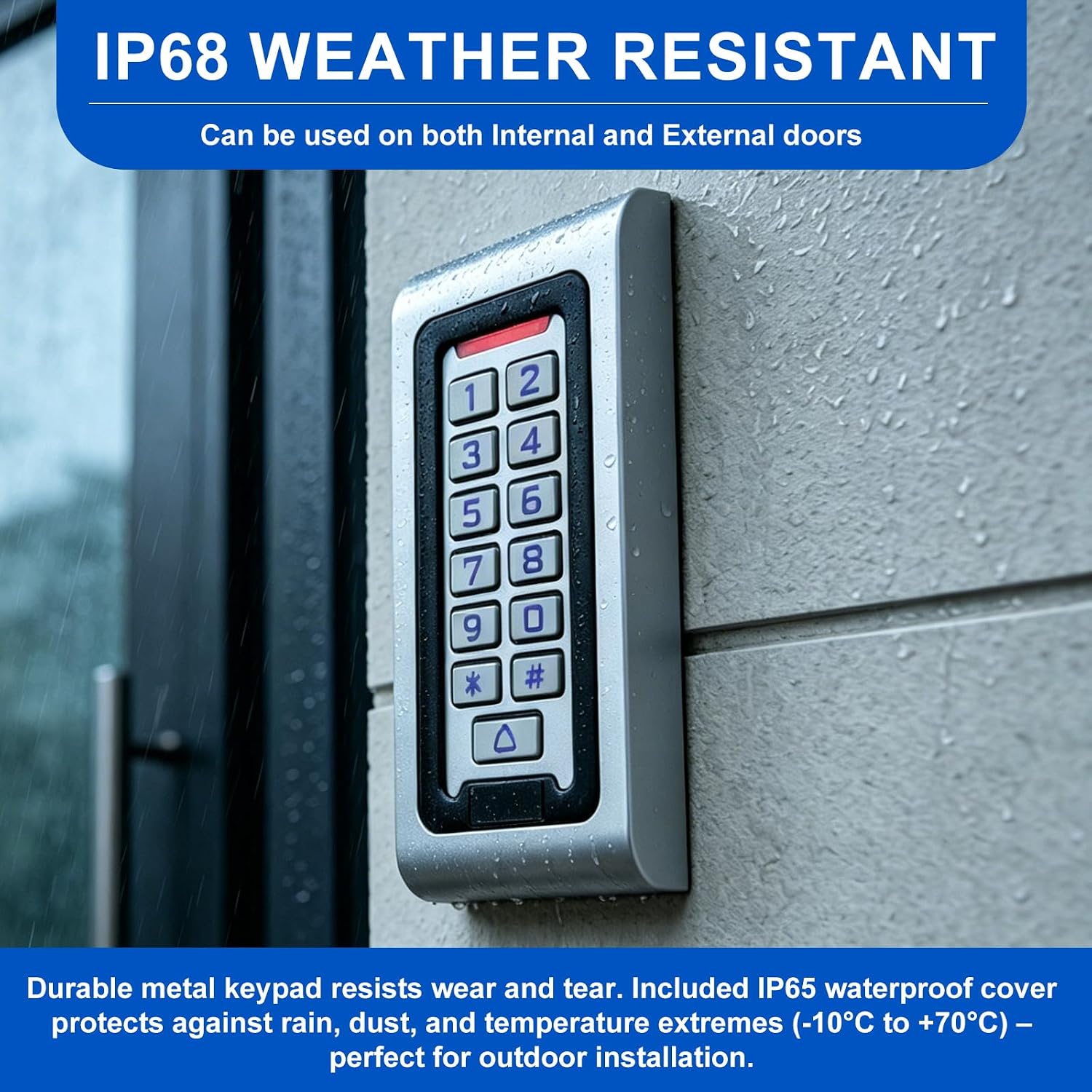 All-in-One Access Control System Kit-IP68 Waterproof Metal Keypad, 350lb Magnetic Lock Fail-Safe, 12V 3A Power Supply,Exit Button & 10 RFID Key Fobs for Office,Warehouse, Garage Door Security