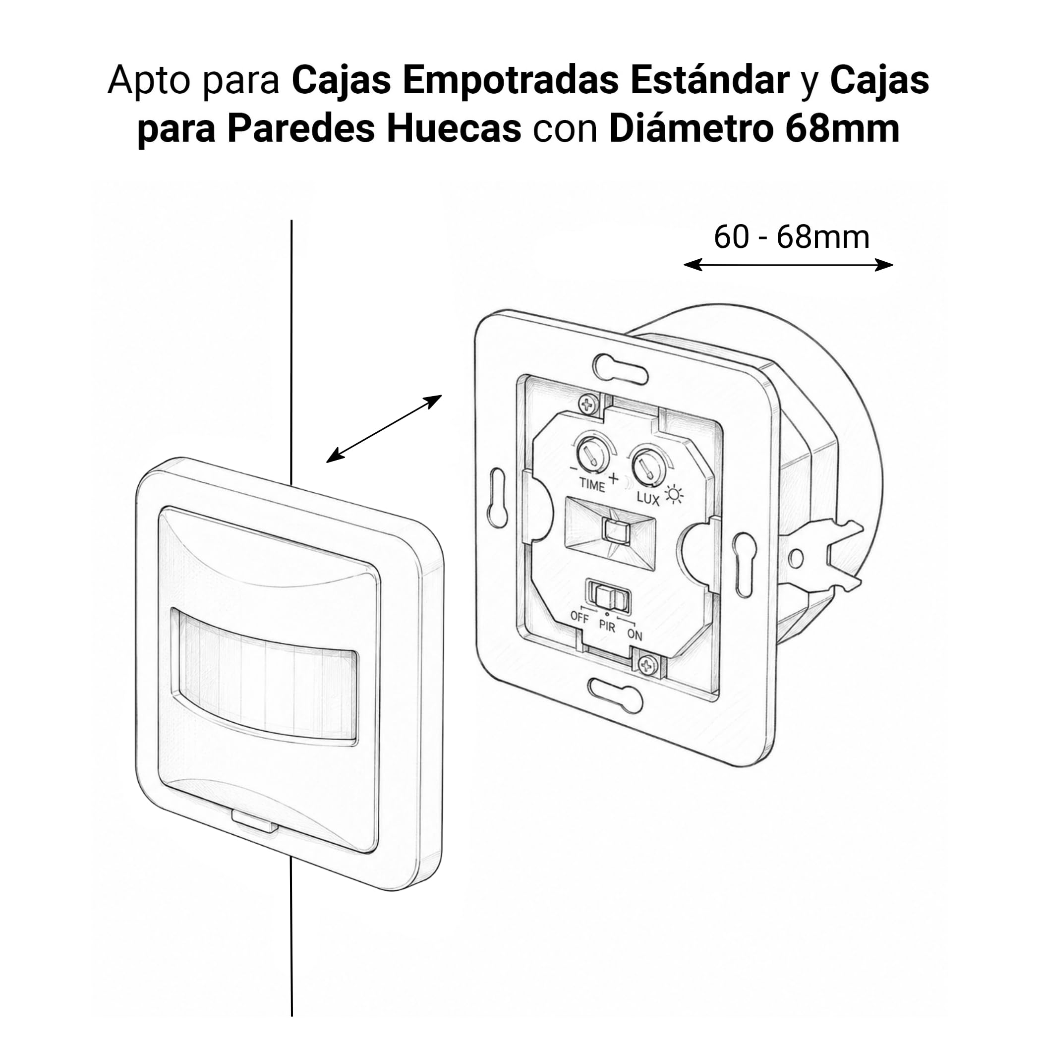 SEBSON Detector de Movimiento empotrable - Set de 2, Interior, LED Adecuado