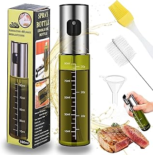 Ölsprüher zum Kochen, 100ml Öl Sprühflasche Glas ÖLsprüher für Speiseöl Ölspray zum Kochen Ölspray für Heißluftfritteuse, für Salat, Grillen, Backen (Grün 1)