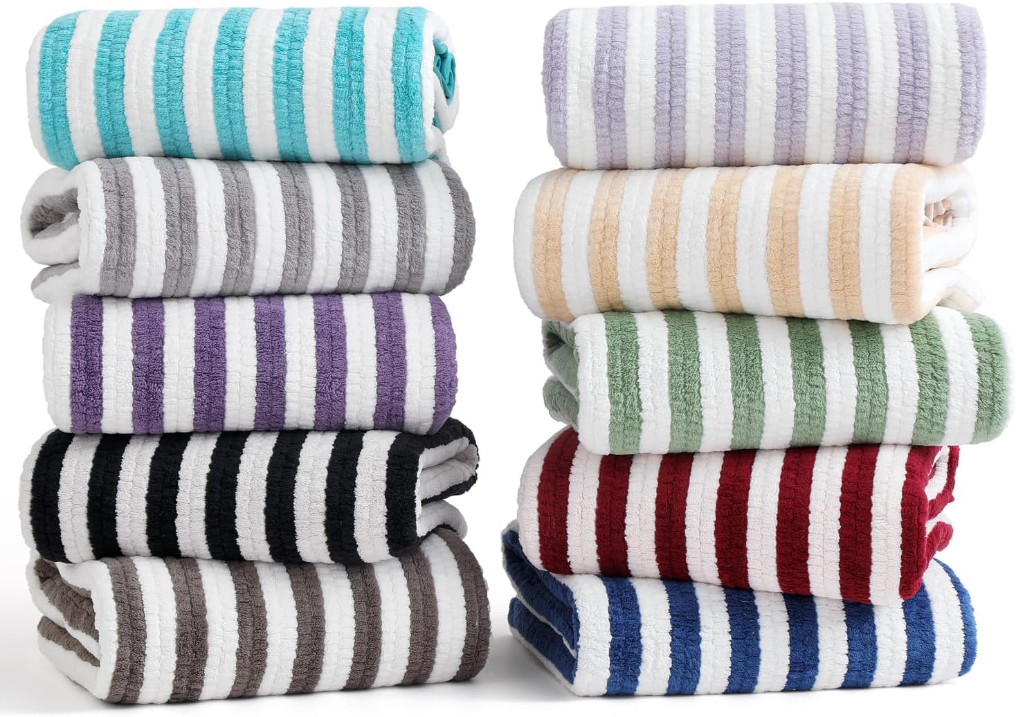 Smuge 18 Pcs Bath Towel Set, Include 6 Bath Towel Sheets, 6 Hand Towels and 6 Washcloths - Highly Absorbent Quick Dry Microfiber,Ultra Soft Bathroom Towel Set with Hanging Loop - Light Gray - Image 7