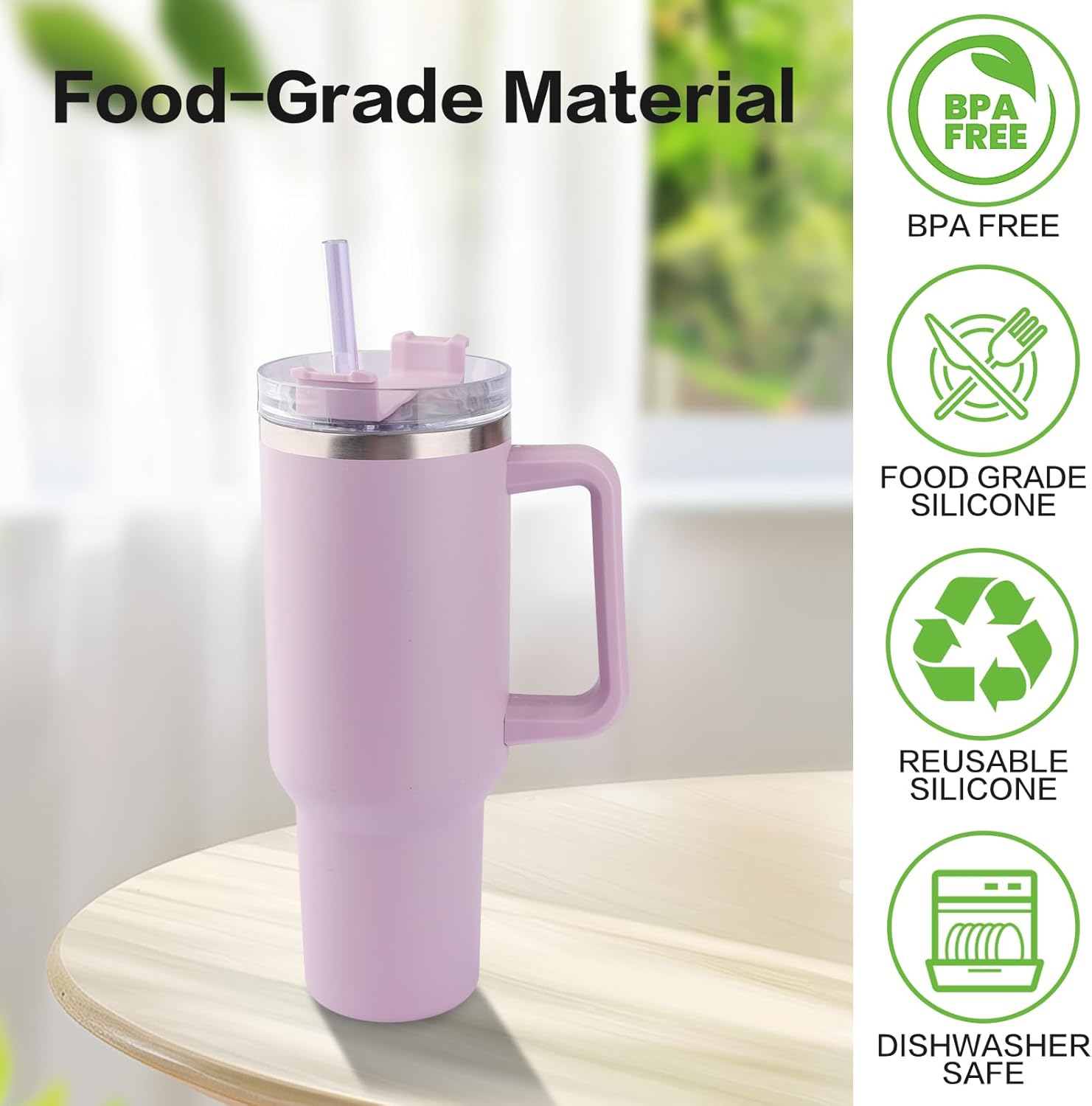 Joshey 12 Inch Tritan Replacement Straws for Stanley 40oz Tumbler - 6 Pack Reusable Long Straws with Cleaning Brush, Fits 30oz & 40oz Stanley Cup Accessories, BPA-Free (6 Colors) - Image 7