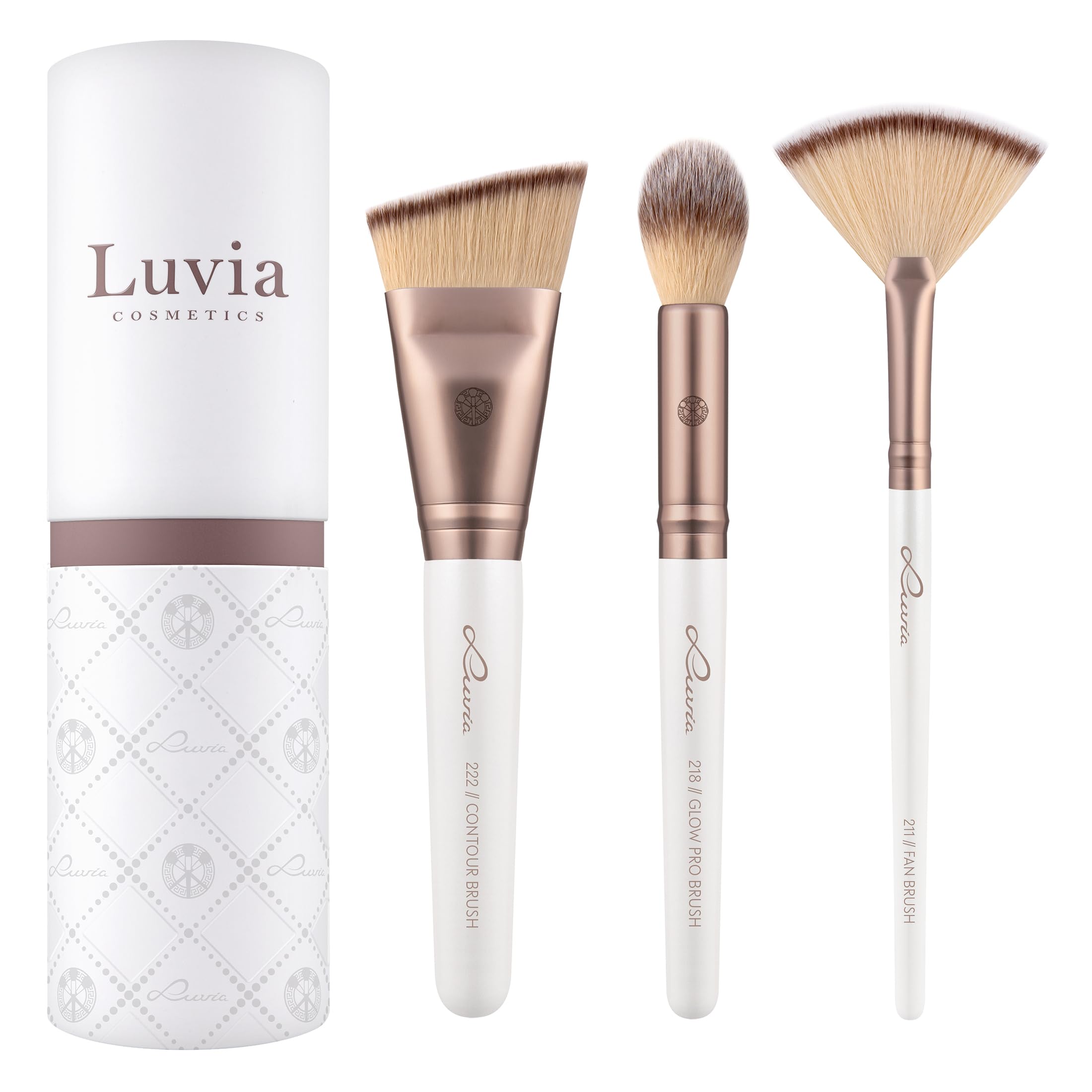 Highlight & Contour Luvia Brush Set, 3 Cosmetic Brushes in Set, Vegan Makeup Brushes