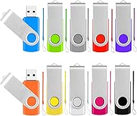 MECHEER 16GB USB Flash Drives 10 Pack Multicolor Swivel Thumb Drives USB 2.0 Memory Sticks for School Office Data Backup
