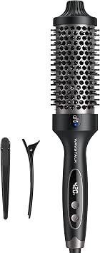 Wavytalk Thermal Brush Blowout Boost Grande, 1.77 Inch Heated Round Brush for Long Hair, Tourmaline Ceramic Negative Ion Technology Reduce Hair Damage, Dual Voltage Black