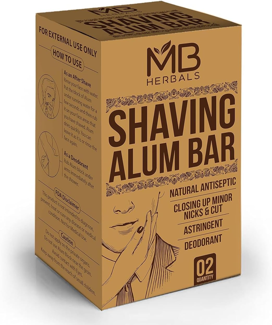 Shaving Alum - 2 Blocks Of 100G Each | Phitkari Alum Block Fitkari | Alum Stone After Shave, Bar