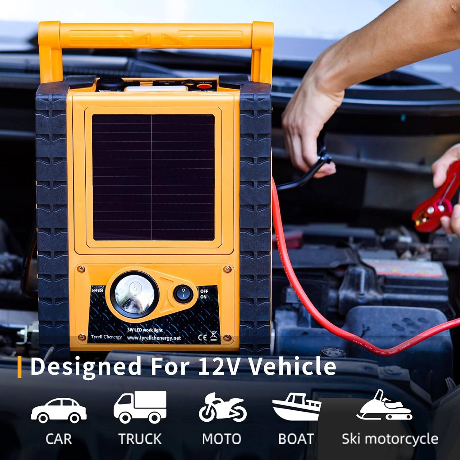 2000A Car Jump Starter with Air Compressor,400W Inverter Power Station and Solar Panels,Double AC Plug,5V/3.1A USB Ports,Jump Box for Gas/Diesel Vehicles,Outdoors&Emergency,Flashlights