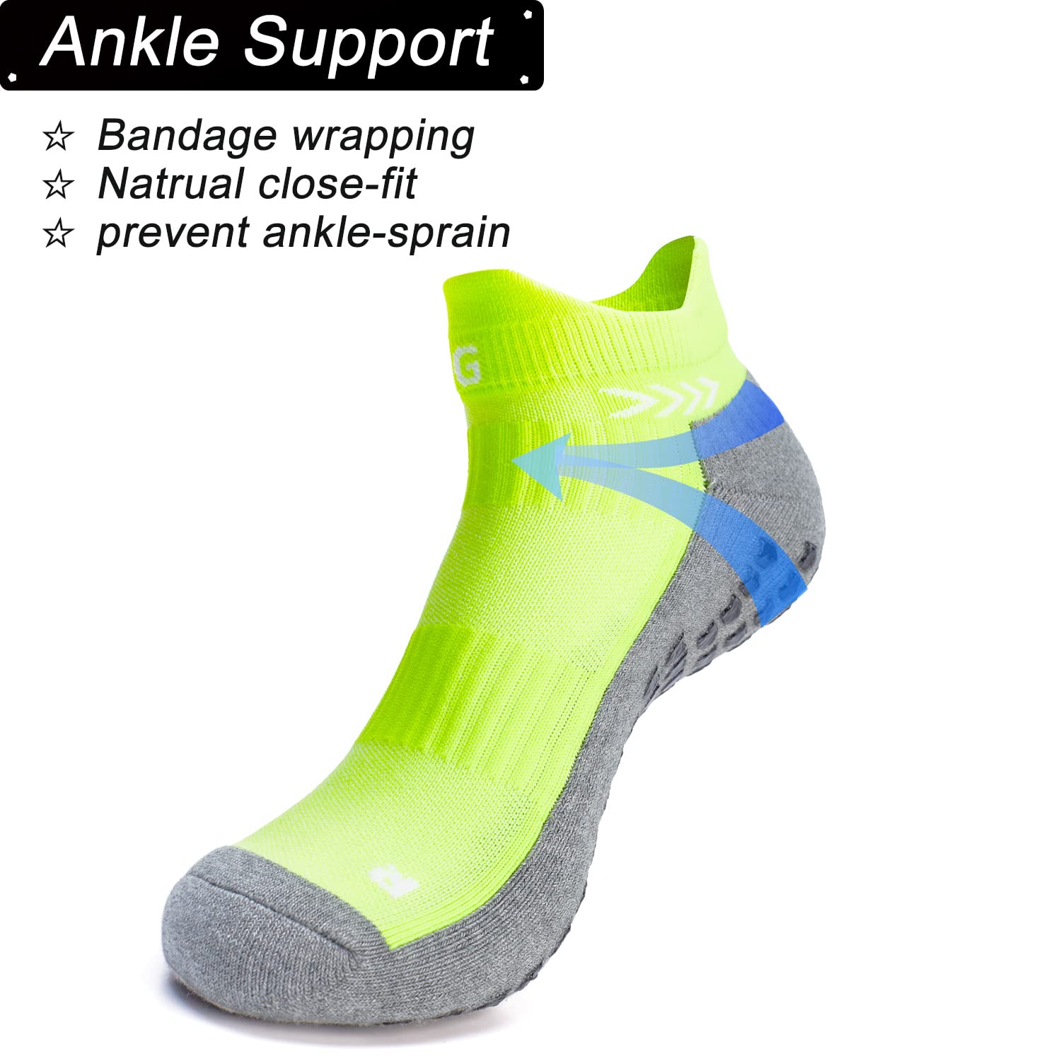 Calzino sportivo antiscivolo per uomo donna, calzino sportivo da calcio antiscivolo con impugnatura, Calza pantofola antiscivolo