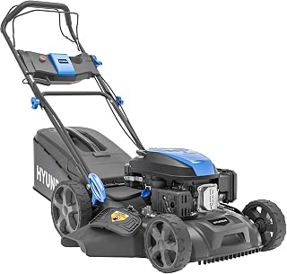 Hyundai 18” 46cm Electric Start Self-Propelled Petrol Lawnmower, 139cc 4-Stroke Engine, Mulching, Side & Rear Discharge, 60L Grass Box, Black Edition