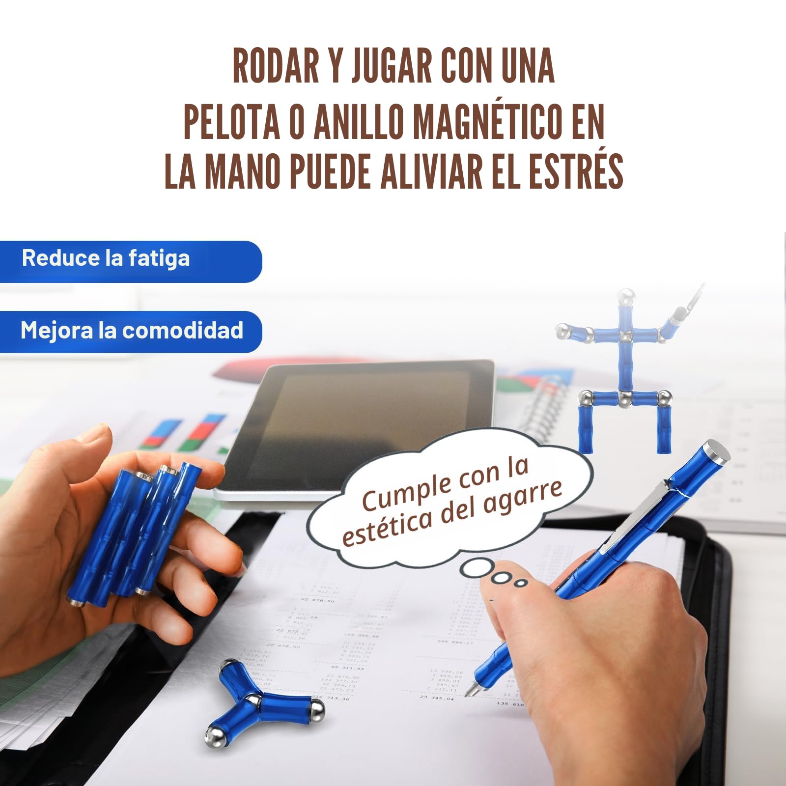 Tigerhu Bolígrafo Magnético, Divertido Juguete Antiestrés ultifunción, Fidget Pen Regalos para Hombres, Mujeres, Niños y Cumpleaños Festival Regalo Adolescentes, Gadgets Tecnologicos (Azul)