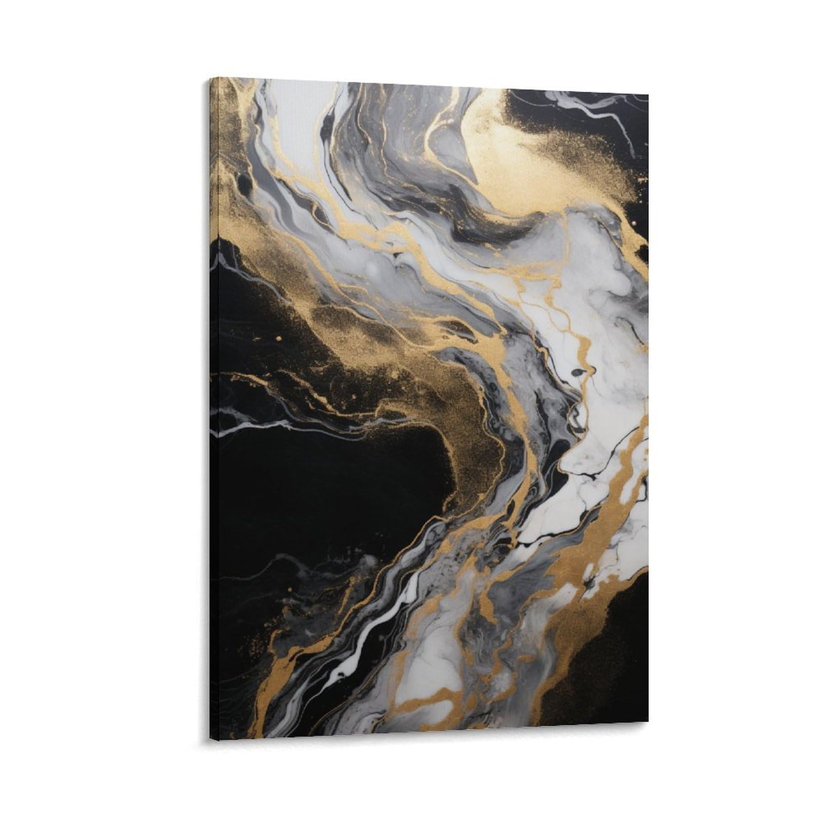 Euumkoo Framed Vintage Abstract Marble Canvas Wall Art, Gold Watercolor Texture Picture Painting On Canvas, Print Poster Decoration Artwork For Home Living Room Bedroom Wall Decor Frame 20X30inch(50X75cm)