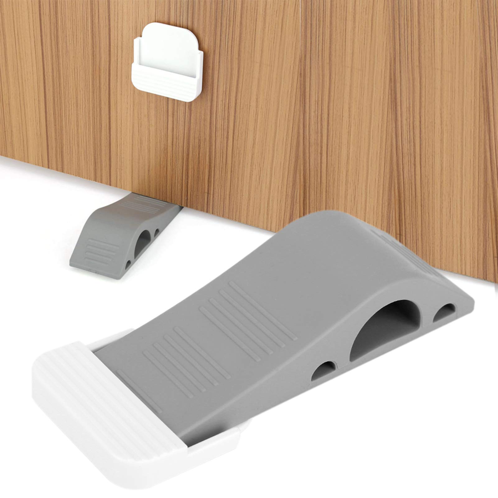 Door Stoppers for Floor with Holder Pack of 4 Rubber Security Wedge for Bottom of Door Soft Elastic Door Wedge Stopper for Home School - Image 3