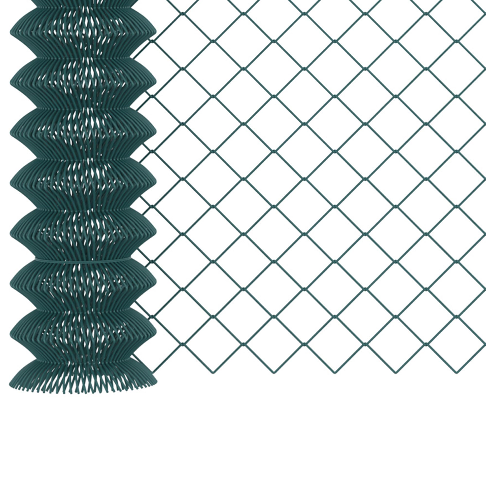 Outsunny Recinzione Giardino in Acciaio Plastificata, Rete di Recinzione da Giardino, 25x1.7m, Verde