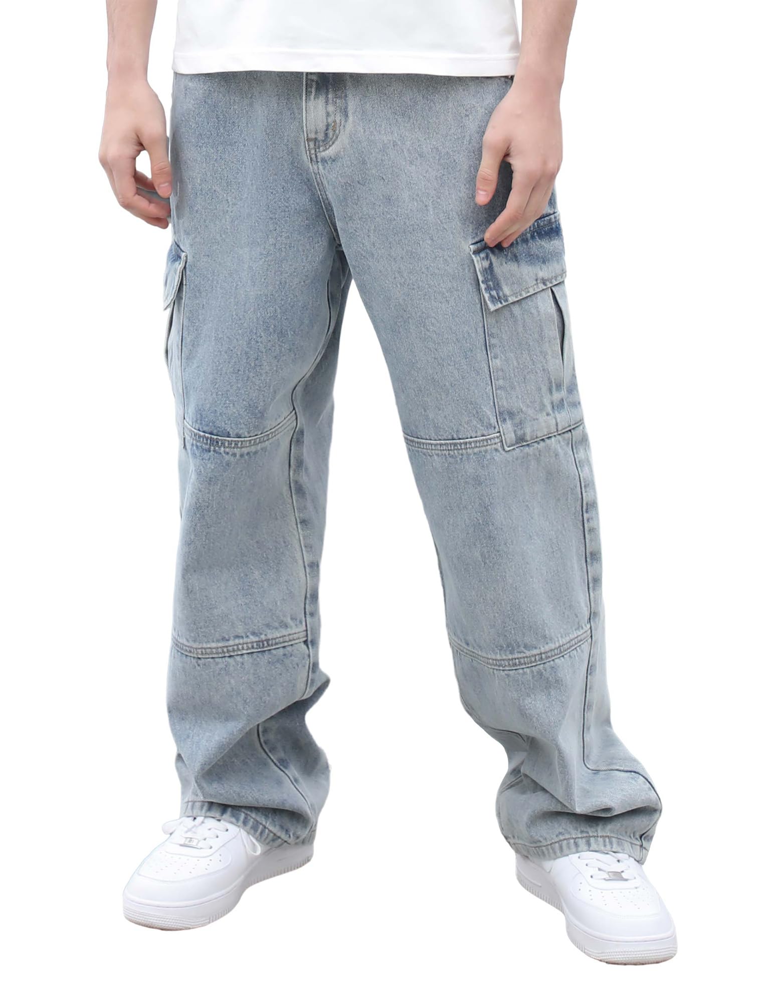Logeqimens Baggy Cargo Jeans Wide Leg Hip Hop Jeans Streetwear