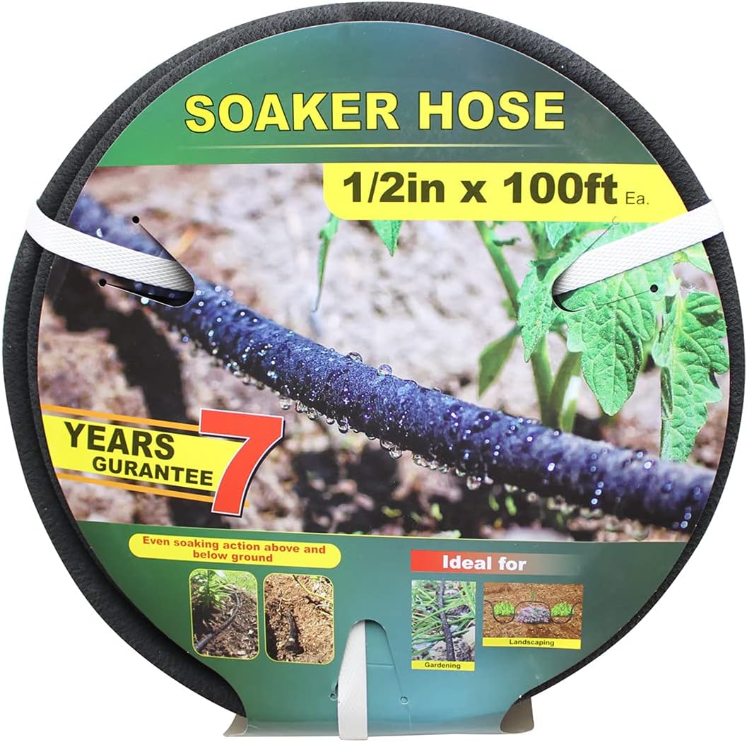 Taisia 1/2" Soaker Hose 100 ft Round Rubber Garden Water Hoses, Heavy Duty Drip Hose for Watering Irrigation, Water Seeper Soaker Hoses for Garden, Lawn and Plants