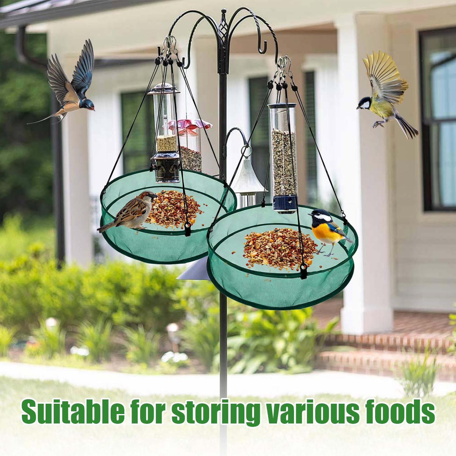 2Pcs Upgrade Vogelfutter Auffangschale, 51 x 11cm Ring Auffangschale für Vogelfutter, Grün Auffangschale Vogel-futter, Futterspender Auffangschale, Vogel-futter Samenfänger für Draußen Terrasse Garten