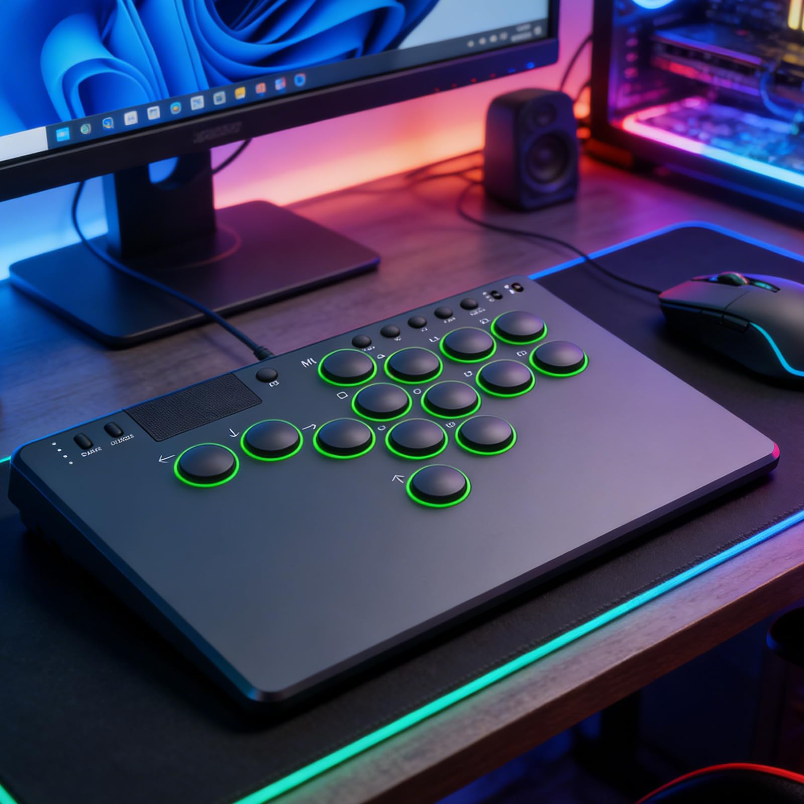 Kexpery Controller Arcade senza Leva 14 Tasti RGB per Console PC Supporta Cambiamento a Caldo per Switch PS4