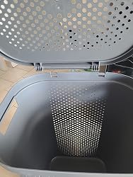 CURVER Coffre à Linge Sale 40L Rotin Texturé Anthracite – Design Élégant, Aéré & Robuste Avec Couvercle Clipsable