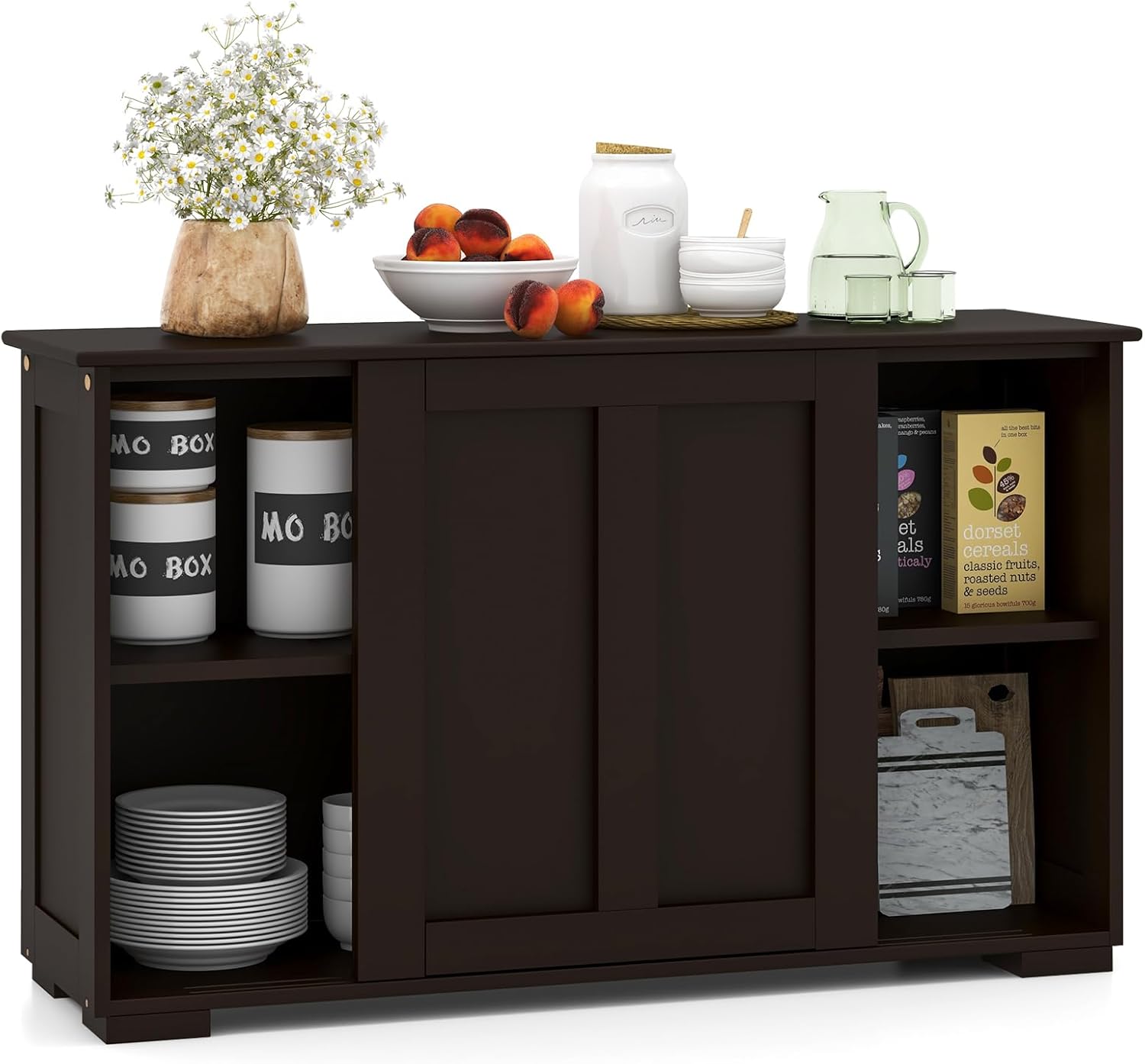 WATERJOY 42" Small Buffet Sideboards Cabinet with Sliding Wooden Door Home Furniture