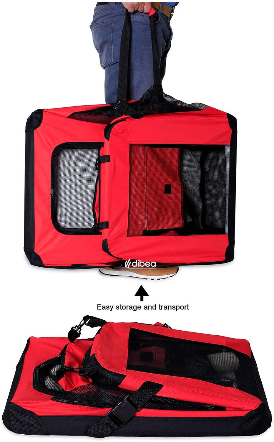 Diagram showing the dimensions of a pet carrier: 101cm length, 69cm width, 70cm height, with a 55cm top opening.