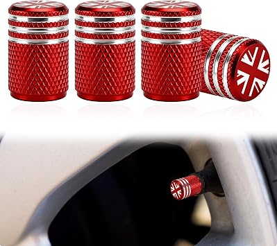 4PCs Tyre Valve Caps,Union Jack Metal Alloy Dust Caps for Car TyresRed | Aluminum Tire Valve Stem Cap,Corrosion Resistant Valve Cover Replacement with O Seal Ring,Universal for Car,SUVs,Motorcycles