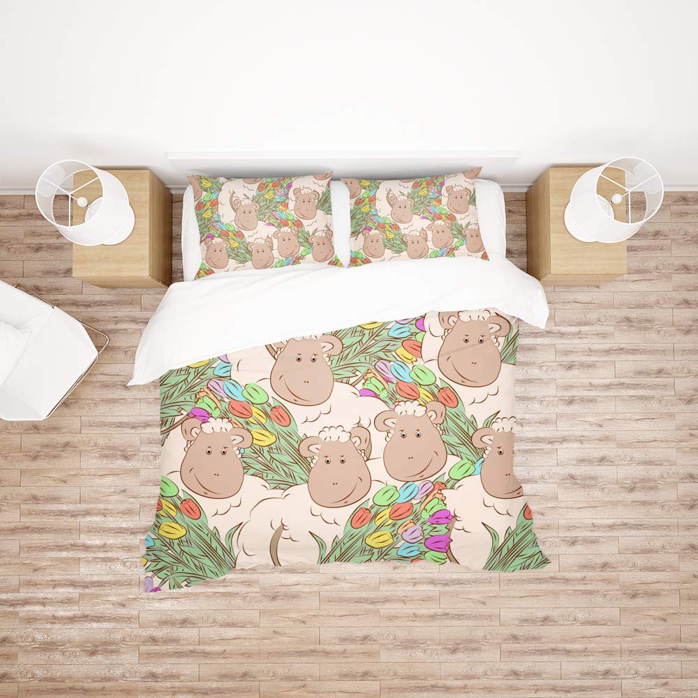 Funda de edredón y fundas de almohada de fácil cuidado para cama de matrimonio de poliéster